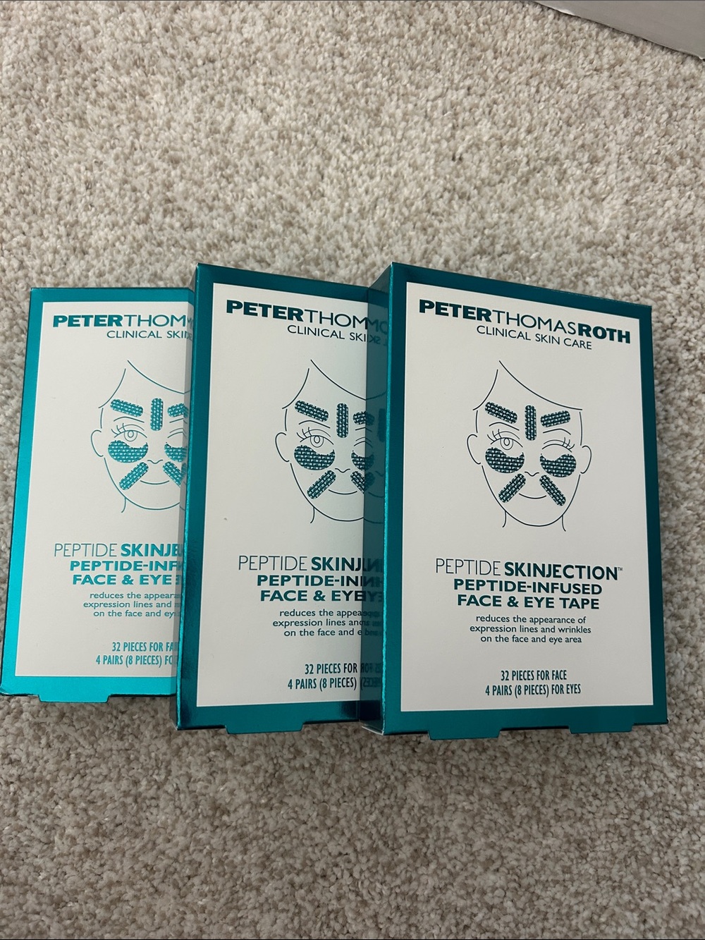 Peter Thomas Roth Peptide-Infused Face & Eye Tape — Teal and White Packaging